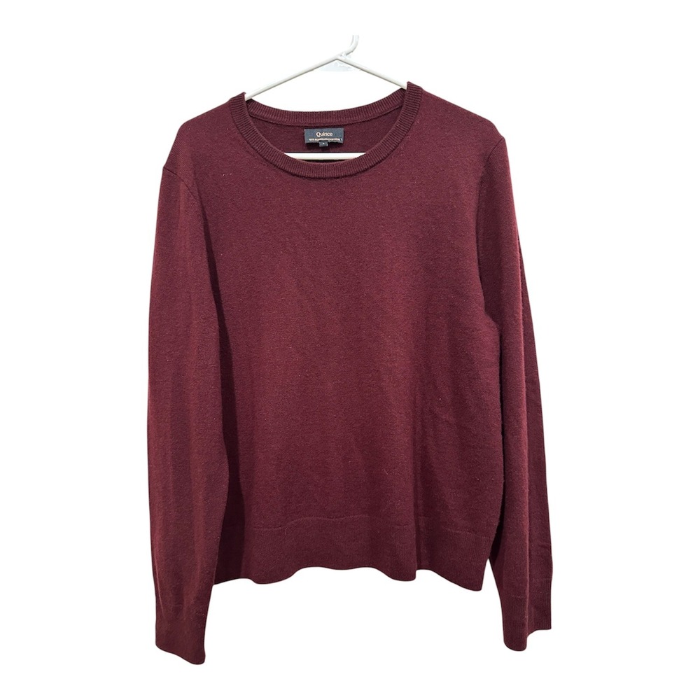 Quince Mens 100% Mongolian Cashmere Crewneck Sweater Burgundy Red Large